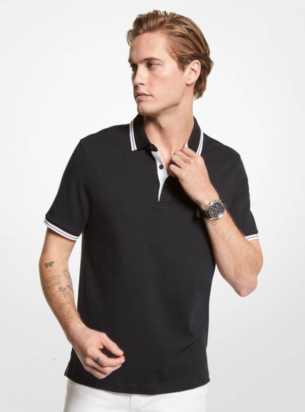 Panske Polokosele Michael Kors Greenwich Cotton Čierne - Oblecenie Michael Kors Obchod | IBUVD-9402